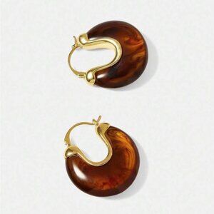 New! Anthropologie Amber Gold Huggie Hoop Earrings NWOT